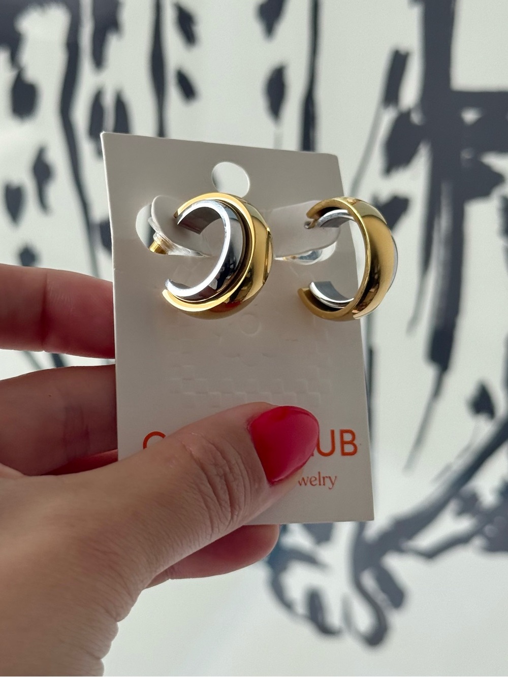 Two-Tone Double Hoop Earrings | 18K Gold Stainless Steal | Hypoallergenic